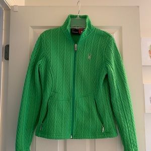 Spyder green fleece lined sweater jacket XS